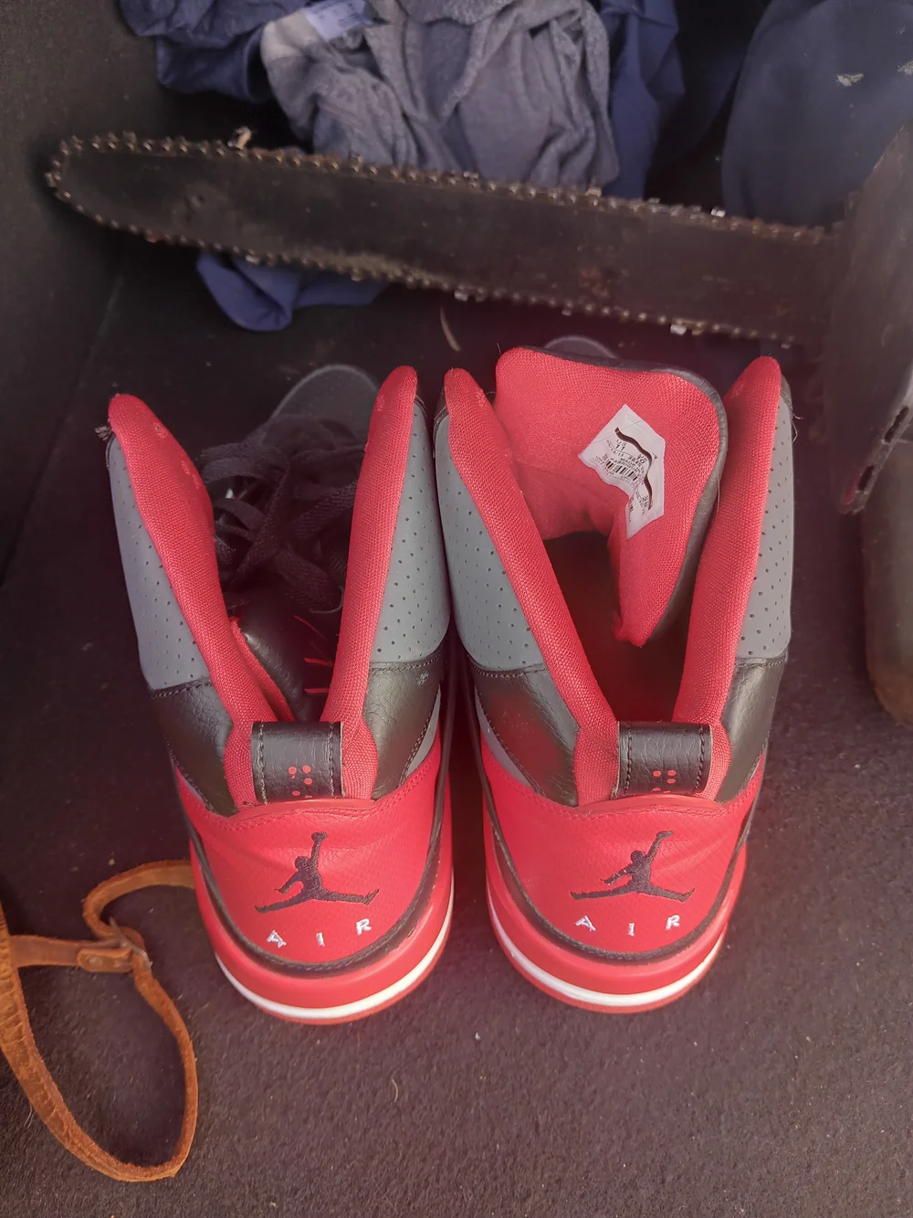 Nike Jordan and Red High-Top Sneakers